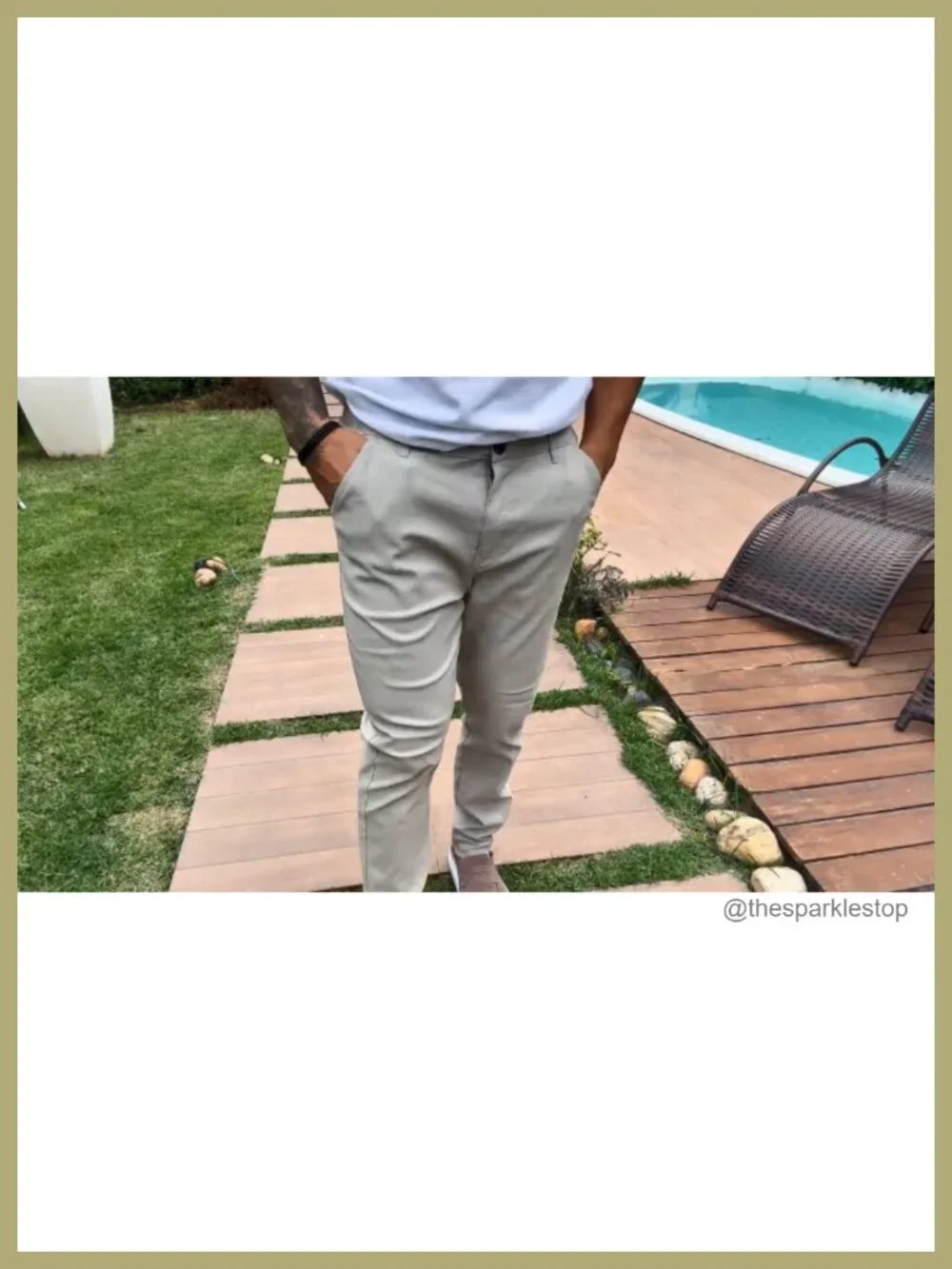 ALLELMS Men's Slim Fit Stretch Chinos Flat-Front Ankle Length Pants